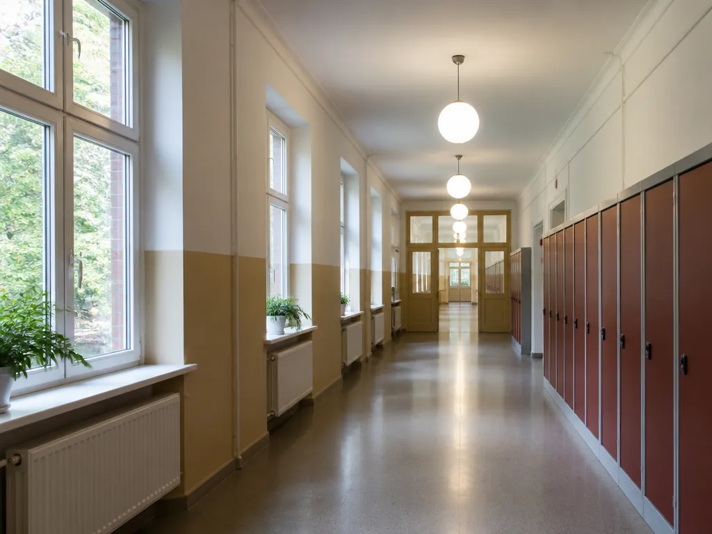 Skolkorridor med skåp